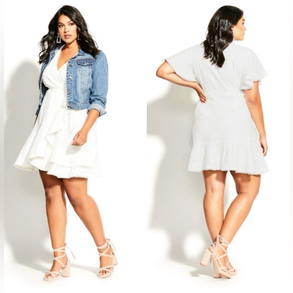 City Chic sweet love ivory Lace faux Wrap Dress size XL 22W NWT